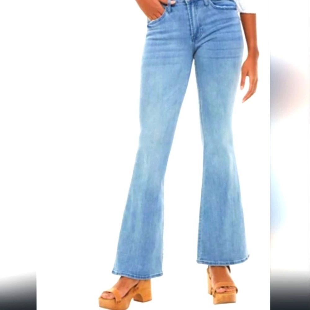 NEW American Rag Cie Flare Jeans Light Wash Faded Raw Hem 70s Hippie Bohemian